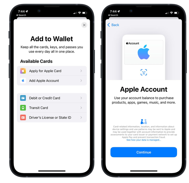 银川苹果手机维修分享iOS 15.5钱包App如何添加 Apple 账户 